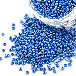 11/0 perline di semi di vetro opaco ceco, lustered, tondo, blu, 2.2x1.5mm, Foro: 0.7 mm, su 500 g / borsa