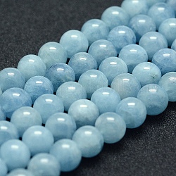 Chapelets de perles en aigue-marine naturelle, Grade A +, ronde, 7mm, Trou: 1mm, Environ 56 pcs/chapelet, 15.5 pouce (39.5 cm)