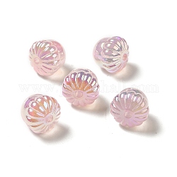 Placage uv perles acryliques irisées arc-en-ciel, gland, rose, 14.5x15.5mm, Trou: 3mm