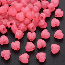 Имитации акриловых шариков желе, сердце, ярко-розовый, 8x8.5x5.5 мм, отверстие : 2.5 мм, Около 2030 шт / 500 г