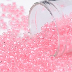 Toho perles de rocaille rondes, Perles de rocaille japonais, (379) cristal doublé rose barbe à papa, 8/0, 3mm, Trou: 1mm, environ 10000 pcs / livre