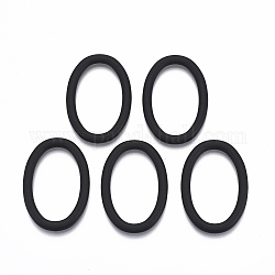 Spritzlackierte CCB-Kunststoff-Verbindungsringe, Oval, Schwarz, 45x30.5x4 mm, Innendurchmesser: 22 mm