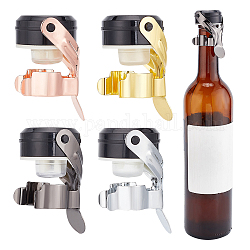 Benecreat 4 pz 4 colori tappi per bottiglie di vino in acciaio, con reperto in plastica abs, per bottiglia di vino, colore misto, 67x37x43.5mm, diametro interno: 31mm, 1pc / color