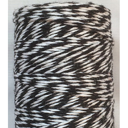 Однослойный хлопковый шнур макраме, витая хлопковая веревка, для поделок, Подарочная упаковка, чёрные, 4 мм, около 1 ярда (32.8 м) / рулон