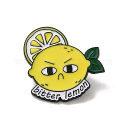 Divertenti spille in lega di zinco limone amaro limone, spille smaltate al limone, per i vestiti dello zaino, giallo, 30x30x1.5mm