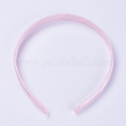 Risultati fascia dei capelli di plastica, ricoperto di poliestere, perla rosa, 110~115mm