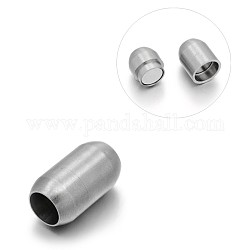 Fermoirs magnétiques en acier inoxydable mat 304 baril avec emembouts à coller, couleur inoxydable, 20x11mm, Trou: 7mm