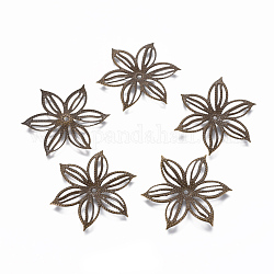 Cappucci di perline di ferro, 6 -petal, nichel libero, fiore, bronzo antico, 31.5x1.5mm, Foro: 1.6 mm