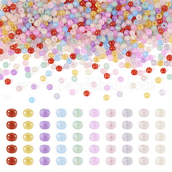 150g 10 Farben transparente runde Saatperlen aus Milchglas, Mischfarbe, 3x2 mm, Bohrung: 1 mm, 15 g / Farbe