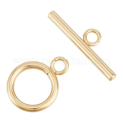 Beebeecraft 20Pcs 304 Stainless Steel Toggle Clasps, Ring, Real 24K Gold Plated, Ring: 19x14x2mm, Hole: 3mm, Bar: 24.5x7x2.5mmm, Hole: 3mm