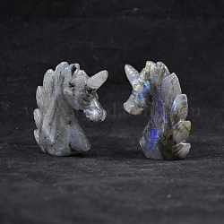 Natural Labradorite Carved Healing Unicorn Figurines, Reiki Energy Stone Display Decorations, 50x20x50mm