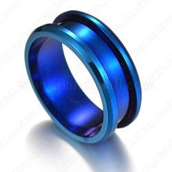201 bague de réglage rainurée en acier inoxydable, anneau de noyau vierge, pour la fabrication de bijoux en marqueterie, bleu, taille 10, 8mm, diamètre intérieur: 20 mm