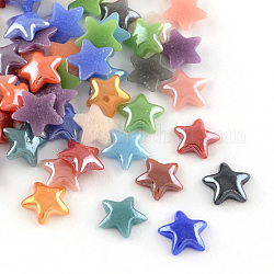 Cabujones de cristal opaco plisado perlado, estrella, color mezclado, 7.5x8x2mm