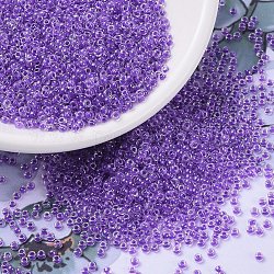 MIYUKI Round Rocailles Beads, Japanese Seed Beads, (RR231) Sparkling Purple Lined Crystal, 11/0, 2x1.3mm, Hole: 0.8mm, about 1100pcs/bottle, 10g/bottle