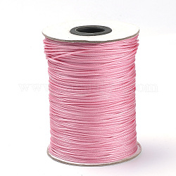Geflochtene koreanische gewachste Polyesterschnüre, rosa, 3 mm, ca. 43.74 Yard (40m)/Rolle