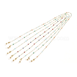 Латунные цепочки для очков, со стеклянными бусинами, шейный ремешок для очков, с силиконовыми концами петель, золотые, 27.76 дюйм (70.5 см)