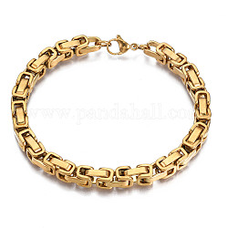 Ion Plating(IP) 201 Stainless Steel Byzantine Chain Bracelet for Men Women, Nickel Free, Gold, 8-7/8 inch(22.5cm)