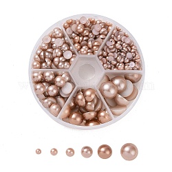 1caja de plástico abs imitación perla cúpula cabujones, semicírculo, bronceado, 4~12x2~6mm, aproximamente 690 unidades / caja