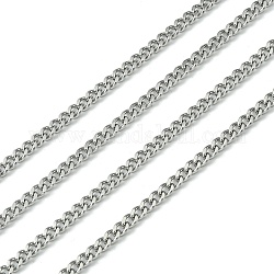304 acero inoxidable cadenas de eslabones retorcidos de cadena, sin soldar, facetados, color acero inoxidable, 3x2.2x1mm