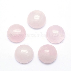 Natural rosa de cabuchones de cuarzo, semicírculo, 8x3.5~4mm