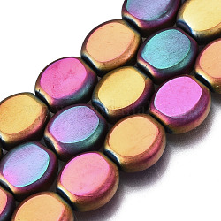 Chapelets de perles en verre opaque électrolytique, deux tons, ovale, violet, 9.5x9x4mm, Trou: 1mm, Environ 63~64 pcs/chapelet, 24.02 pouce ~ 24.65 pouces (61~62.6 cm)