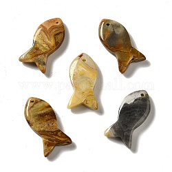 Naturali pazzi pendenti agata, charms pesce, 39x20x7~7.5mm, Foro: 2.3 mm