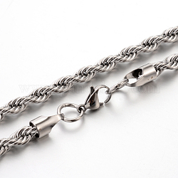 Collares de cadena de cuerda de 304 acero inoxidable, color acero inoxidable, 23.6 pulgada (59.9 cm), 6mm