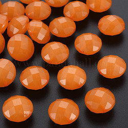 Perles en acrylique de gelée d'imitation, facette, plat rond, orange foncé, 18.5x12.5mm, Trou: 1.5mm, environ 220 pcs/500 g