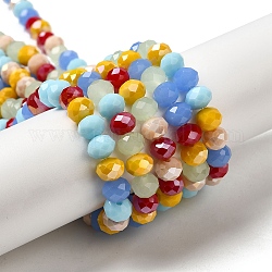 Glass Beads Strands, Faceted, Rondelle, Mixed Color, 8x6mm, Hole: 1mm, about 65~68pcs/strand, 15.7~16.1 inch(40~41cm)