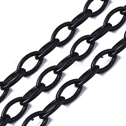 Handmade Opaque Acrylic Cable Chains, Oval, Black, 13x8x2mm