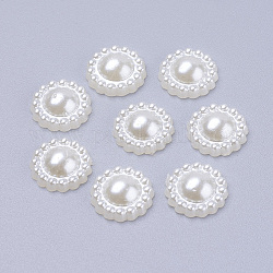 Cabochons perla acrilico, tinto, girasole, bianco crema, 10.5x4.5mm
