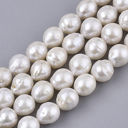 Hebras de perlas keshi de perlas barrocas naturales, perla cultivada de agua dulce, redondo, color de concha, 8~9x7.5~8.5mm, agujero: 0.6 mm, aproximamente 45~50 pcs / cadena, 15.75 pulgada (40 cm)