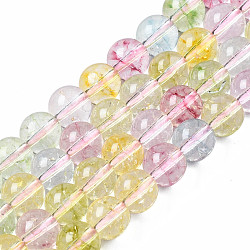K9 hebras de perlas de vidrio, redondo, colorido, 8mm, agujero: 1~1.2 mm, aproximamente 50~51 pcs / cadena, 15.35 pulgada (39 cm)