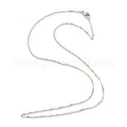 304 de acero inoxidable singapur collares de cadena, collares de cadena de ondas de agua, con cierre de langosta, color acero inoxidable, 17.79 pulgada (45.2 cm), 1.5mm