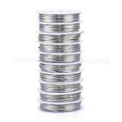 Round Copper Jewelry Wire, Nickel Free, Silver, 20 Gauge, 0.8mm, about 16.40 Feet(5m)/Roll
