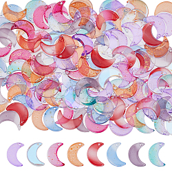 Dicosmetic 16 sachet 8 couleurs pendentifs en verre transparent, breloques de croissant de lune, couleur mixte, 16x11x3mm, Trou: 1mm, 10 pcs /sachet , 2 sacs/couleur