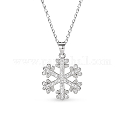 Shegrace élégant mode 925 collier pendentif en argent sterling, avec micro pave aaa zircon pendentif flocon de neige, couleur d'argent, 15.7 pouce