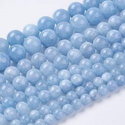 Натуральные и крашеные нити шарик Malaysia нефрита, круглые, Небесно-голубой, 8 мм, отверстие : 1 мм, около 48 шт / нитка, 15 дюйм