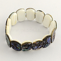 Rectangle Abalone Shell/Paua ShellStretch Bracelets, Colorful, 55mm