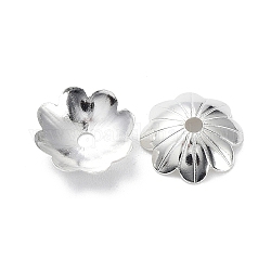 Messing Perle Kappen & Kegel Perlen, cadmiumfrei und bleifrei, Blume, 925 Sterling versilbert, 10x10x2.5 mm, Bohrung: 1.6 mm