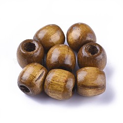 Gefärbte natürliche Ahornholzperlen, Fass, Bleifrei, Kokosnuss braun, 16x16~17 mm, Bohrung: 8 mm, ca. 676 Stk. / 1000 g