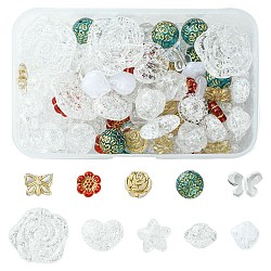 100pcs 10 ensembles de perles acryliques de style, étoile & coeur & papillon & pépite & fleur, mixedstyle, couleur mixte, 11~28x12~31x4~11mm, Trou: 1~2mm, 10 pièces / style