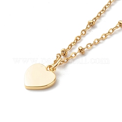 Collane con ciondolo a cuore perline, con 304 catena satellite in acciaio inox, oro, 17.72 pollice (45 cm)