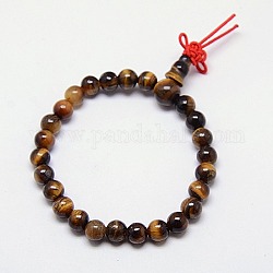 Buddhistischen Schmuck mala Perlen Armbänder natürlichen Tigerauge Stretch-Armbänder, unisex runden Edelstein Perlen Armbänder, dunkel Goldrute, 50x6 mm