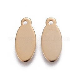 201 Stainless Steel Pendants, Oval, Stamping Blank Tag, Golden, 15.5x7x0.7mm, Hole: 1.4mm