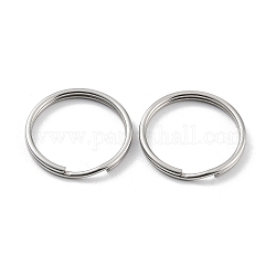 304 Stainless Steel Split Key Rings, Keychain Clasp Findings, 2-Loop Round Ring, Stainless Steel Color, 25x2.5mm, Single Wire: 1.25mm