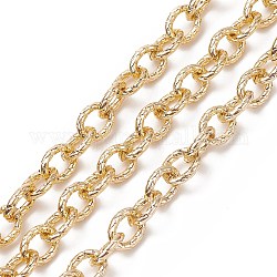 Aluminum Cable Chains, Textured, Unwelded, Oval, Light Gold, Link: 12.5x10x2.5mm