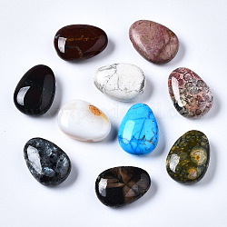 Природные и синтетические смешанные драгоценный камень бисер, овальные, 29.5~31x21.5~23x10.5~12.5 мм, отверстие : 3 мм