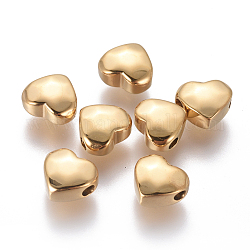 Revestimiento iónico (ip) 304 perlas de acero inoxidable, facetados, corazón, dorado, 7.5x8x4mm, agujero: 1.6 mm