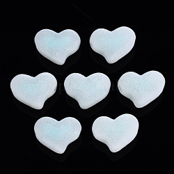 Branelli acrilici Flocky, perline in perline, cuore, turchese pallido, 16x21x12mm, Foro: 2.5 mm